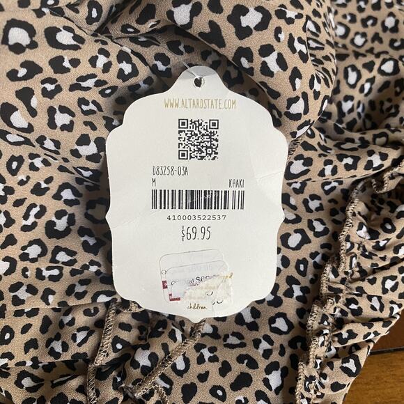 Altar'd State V Neck Tie Babydoll Dress Size Medium Animal Print NEW NWT AE203 - Picture 8 of 8